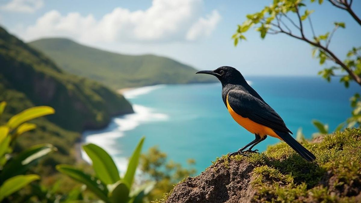 Vue panoramique de la côte martiniquaise soulignant l'environnement vital pour l'oriole