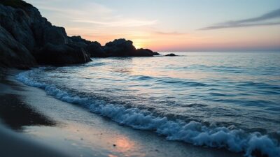 Vue sereine de vagues paisibles à La Désirade